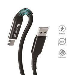 Crong Armor Link - Kabel 60W 3A USB-A do USB-C w oplocie 25cm (czarny)