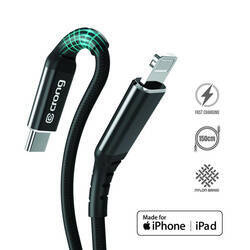 Crong Armor Link – Kabel MFi z USB-C na Lightning w oplocie 150cm (czarny)