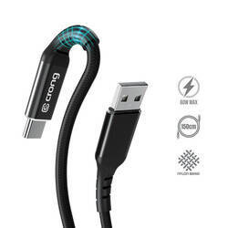 Crong Armor Link – Kabel 60W z USB-A na USB-C w oplocie 150cm (czarny)